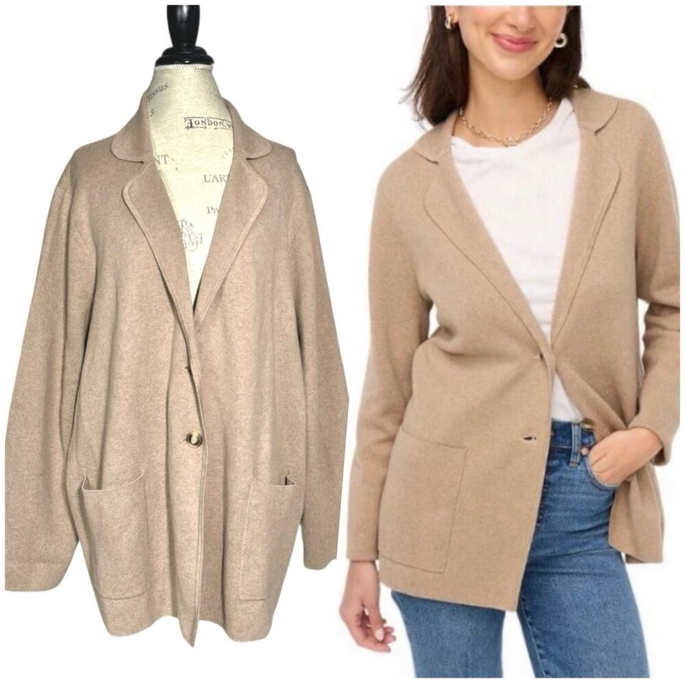 J. Crew Factory | Women | Beige Two Button Cotton Knit Sweater Blazer | Size 3X